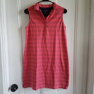 Land's End Preppy Polo Mini Dress~Cotton Pique Knit Orange Navy Blue Dot S/P=6-8